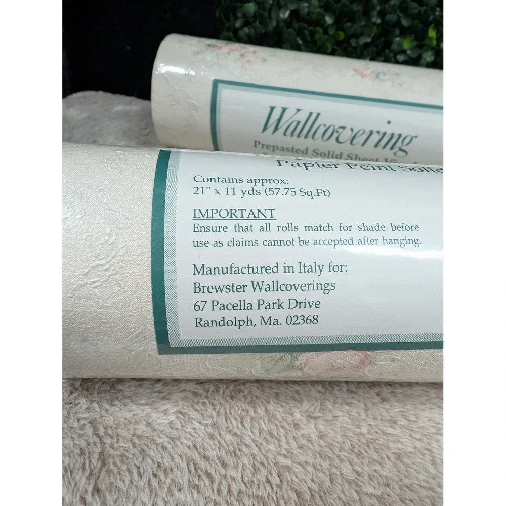 Brewster Wallcoverings Floral Embossed Vinyl Wallpaper 2 Rolls Made in Italy